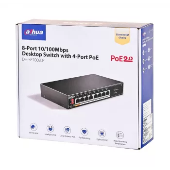 Dahua Technology PoE SF1008LP Switch no gestionado L2 Fast Ethernet (10/100) Power over Ethernet (PoE) Negro