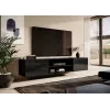 Mueble de TV Cama Meble SLIDE 200K — 200x40x37 cm, negro brillante, tablero de partículas superior