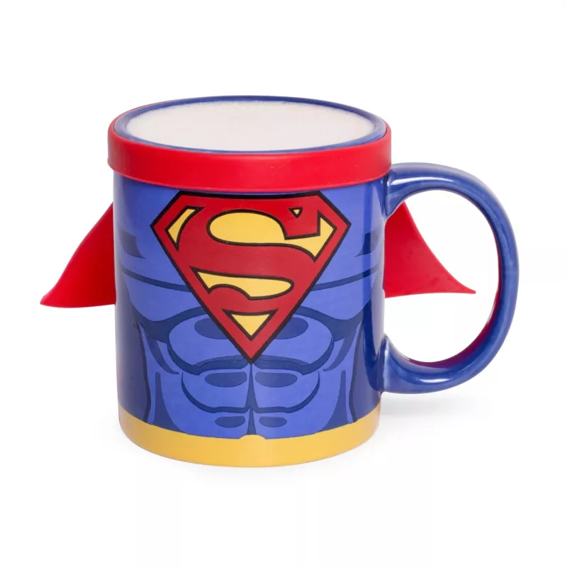 Thumbs Up taza Superman con capa, imagen individual, 0,25 l, azul, rojo, cerámica, silicona, universal, 1 ud.