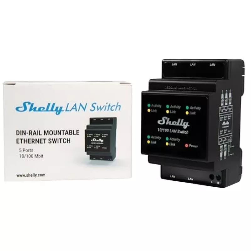 Shelly LAN Switch conmutador inteligente, negro, 110-240 V CA, 1 W