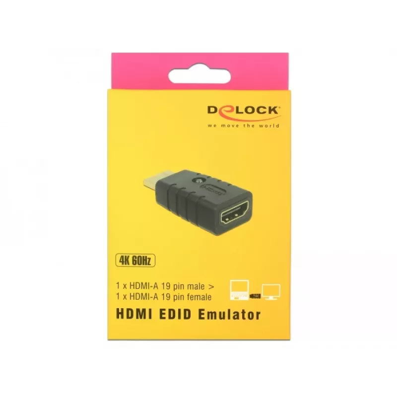 Adaptador HDMI (conector macho) > HDMI (conector hembra), emulador EDID (negro)