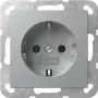 Gira Toma de corriente SCHUKO System 55 F Alu Modelo 418826 — toma de corriente empotrable con toma de tierra, compatible con marcos System 55
