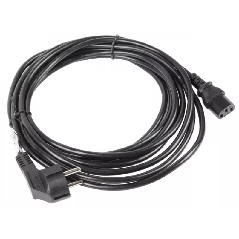 Cable de alimentación LANBERG CA-C13C-11CC-0050-BK – 5 m, conector hembra C13 a CEE7/7, C13 en ángulo
