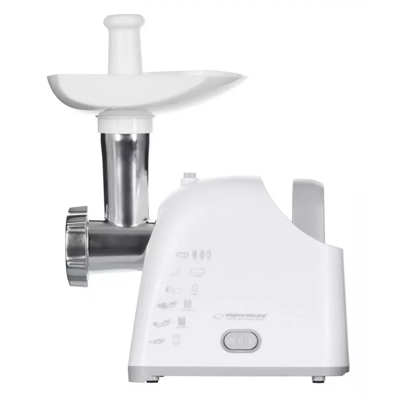 Picadora de carne ESPERANZA EKM033, 2200 W, blanca, cuchilla de acero inoxidable, marcha atrás, embudo para salchichas, accesorio para kibbeh
