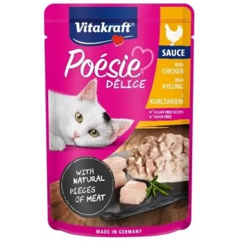 Comida húmeda para gatos Vitakraft Poésie Delice pollo 85 g bolsa, gatos adultos, 84 % humedad, 8 % proteína