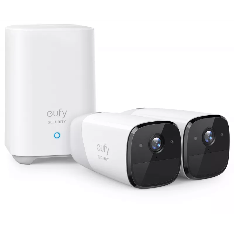 Eufy Security, eufyCam 2 Pro sistema de cámaras de vigilancia inalámbricas para el hogar, 365 días de autonomía de batería, compatible con HomeKit, resolución 2K, resistente a la intemperie IP67, visión nocturna, set de 2 cámaras, sin cuotas mensuales