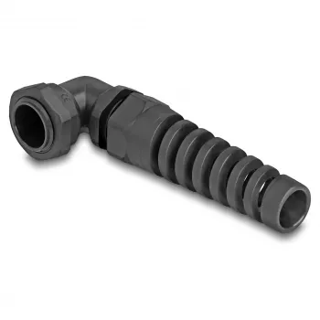 Prensaestopas DeLOCK 90° acodado PG13.5 negro alivio de tracción