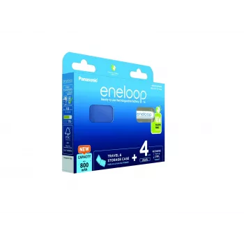 Baterías recargables PANASONIC ENELOOP AAA 800 mAh 4 uds. + estuche (BK-4MCDE/4CP+CASE)
