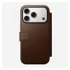 Funda tipo folio de cuero para móvil Nomad Modern Leather Folio para iPhone 17 Pro – marrón, compatible con 6,3