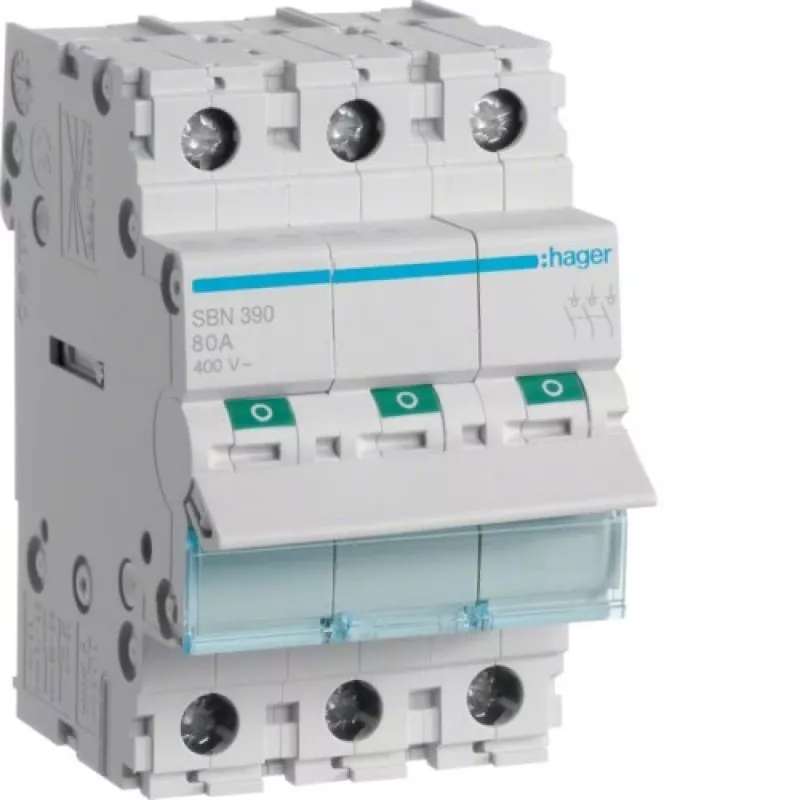 Hager SBN390 interruptor seccionador, 3P 100 A, 3 módulos