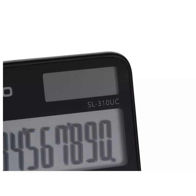 Calculadora básica CASIO SL-310UC-BK – 10 dígitos, pila/solar, funciones de impuesto y beneficio, formato de bolsillo (70×118×8,4 mm), negra