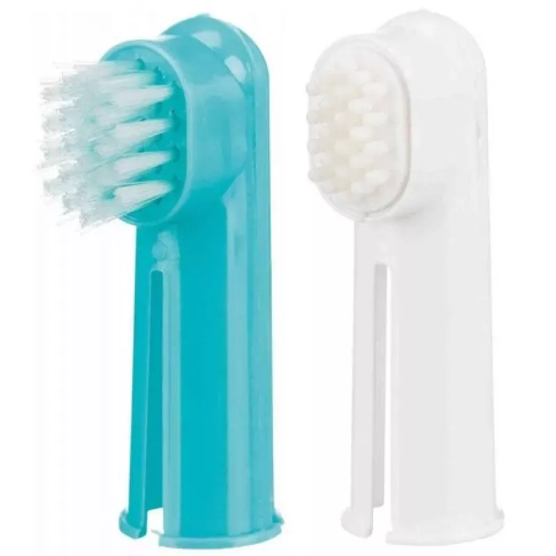 Cepillo de dientes dental para dedo Trixie 2550 — tecnopolímero, 60 mm de altura, pack de 2, para gatos y perros