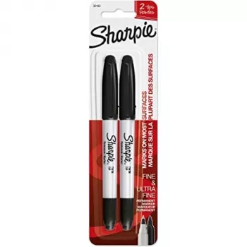 Sharpie 1985878 - negro - negro - blanco - ultrafino - 650 m - tela - vidrio - papel - plástico - madera - 2 uds.