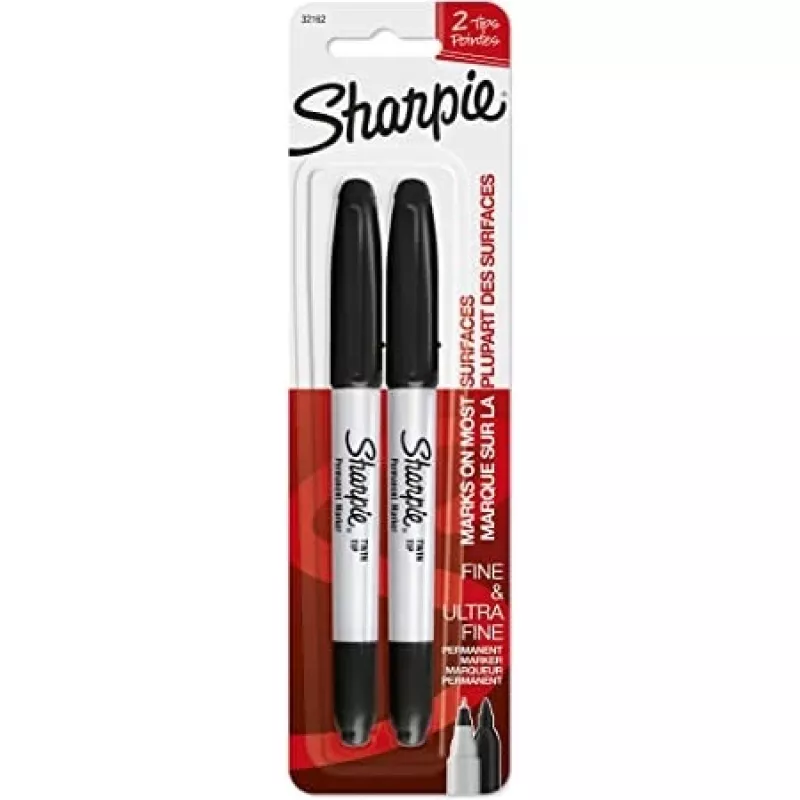Sharpie 1985878 - negro - negro - blanco - ultrafino - 650 m - tela - vidrio - papel - plástico - madera - 2 uds.