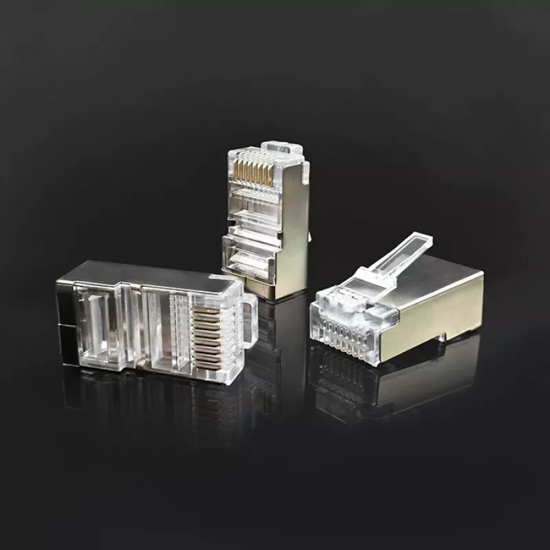 Conector RJ45 modular QOLTEC 54554 CAT5e FTP, 100 uds., plateado, plástico, 11×22×18 mm