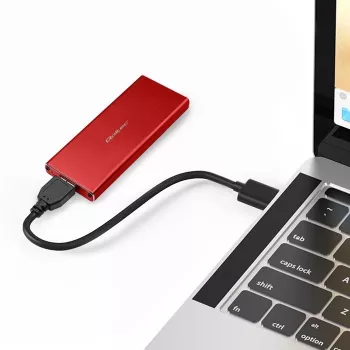 Caja SSD QOLTEC 51831 USB 3.0 para unidades M.2 SATA de hasta 2 TB, roja, compatible con longitud de 30 mm, hasta 4 unidades