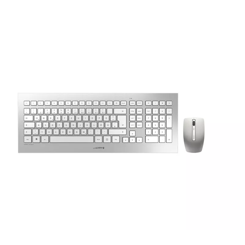 CHERRY DW 8000 teclado y ratón incluidos Office RF inalámbrico QWERTZ alemán plata, blanco