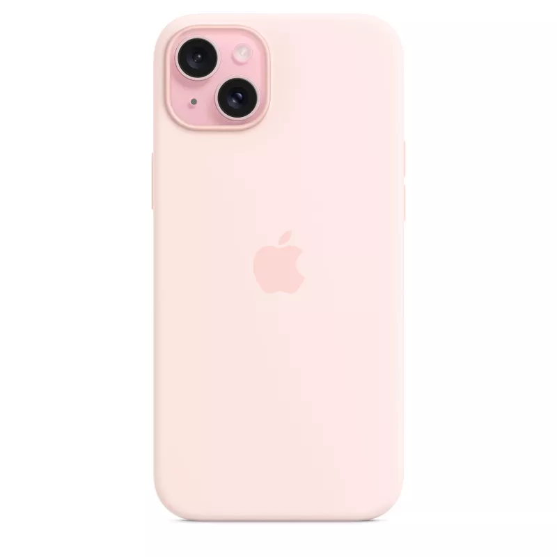 Funda de silicona con MagSafe para iPhone 15 Plus – Rosa claro