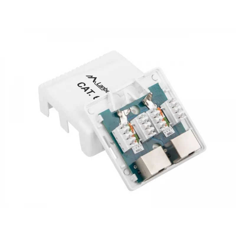 Lanberg OS6-0002-W caja de superficie, 2x RJ45 Cat.6, blanca