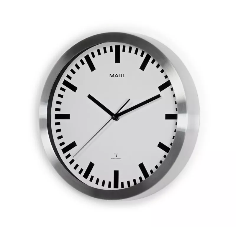 Reloj de pared MAUL MAULpilot - AA - 1,5 V - aluminio - blanco - aluminio - cristal - 30 cm (9063308)