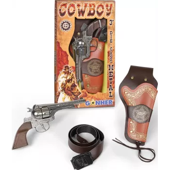 Revolver de metal Gonher con funda y cinturón