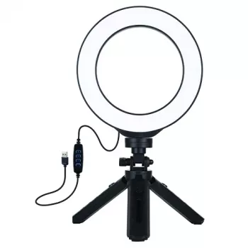 Anillo de luz LED 16 cm con trípode 12-14,5 cm, USB