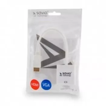 Adaptador conector macho HDMI a conector hembra VGA SAVIO CL-201, HDMI A a VGA D-Sub, blanco, 0,1 m, hasta 1920x1200