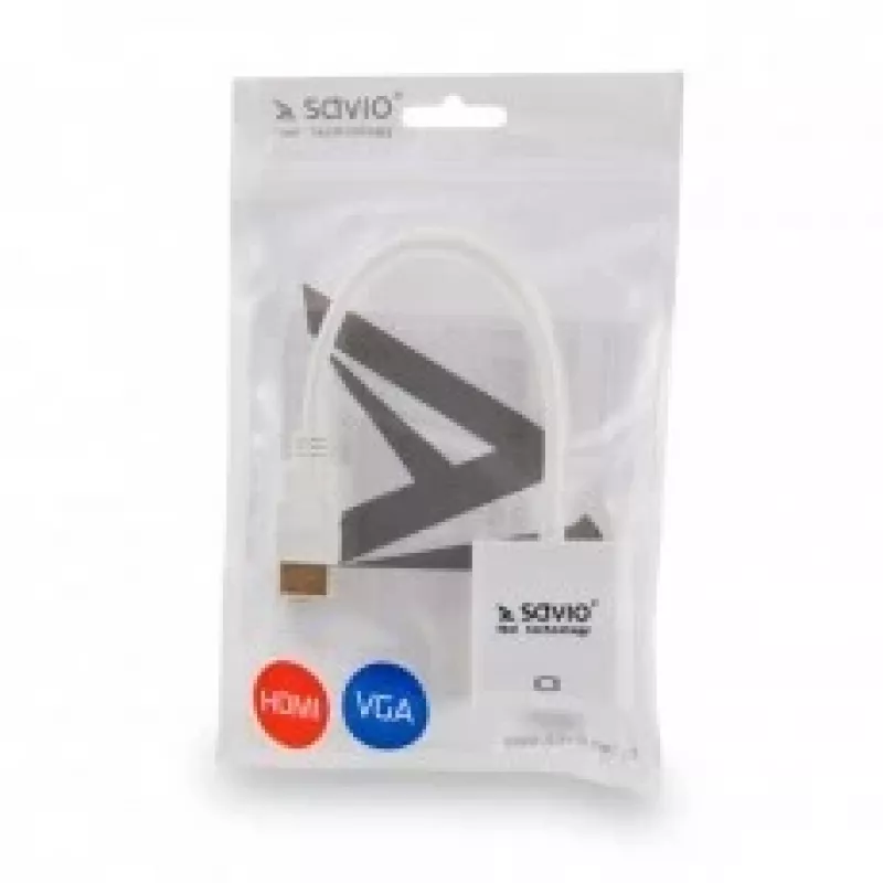 Adaptador SAVIO CL-201 de HDMI (M) a VGA (H), de HDMI tipo A a D-Sub de 15 pines, hasta 1920x1200, blanco