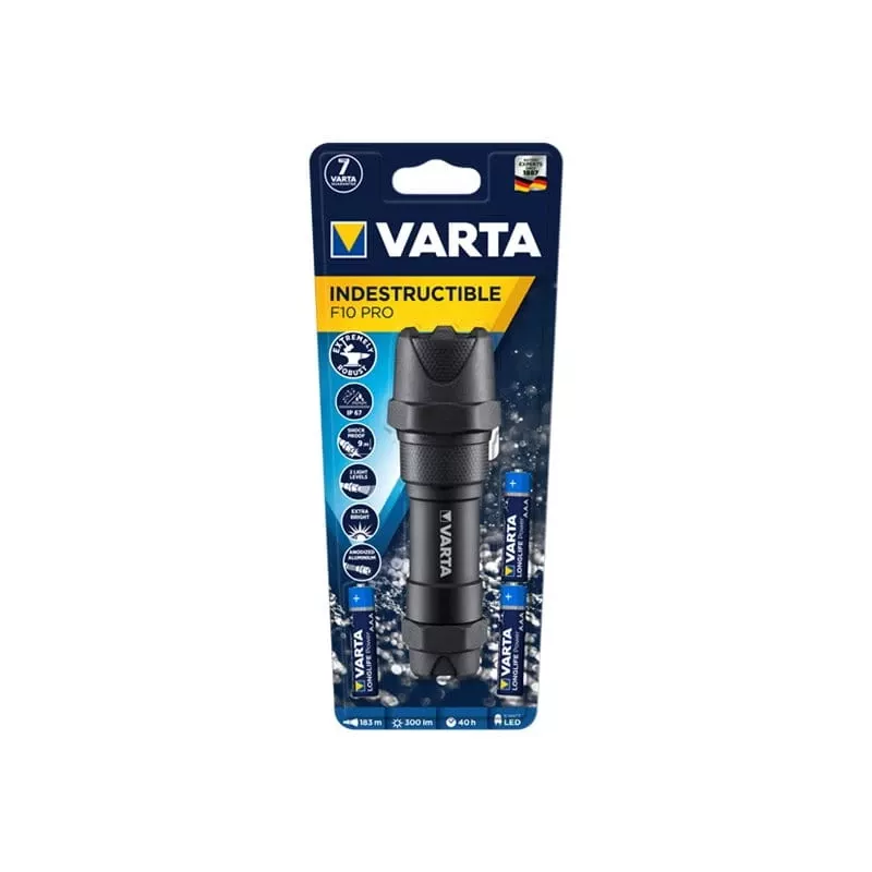 Linterna de mano Varta INDESTRUCTIBLE F10 PRO negra 6W 300lm IP67