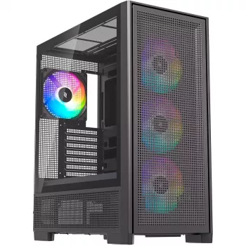 Caja de PC Silentware Air 2000 A-RGB negra — semitorre, ventana lateral de cristal templado