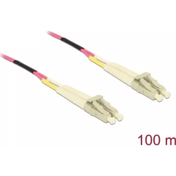 Cable de red Delock LC dúplex multimodo OM4 100 m negro