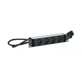 Regleta de enchufes Logon 10 pulgadas – 4FACH – acabado en aluminio – cable de 2m