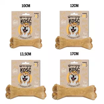 Hueso masticable para perros PAKA ZWIERZAKA Bone con cabra M 12 cm 55 g — hueso masticable para la higiene dental de perros adultos, sin gluten ni azúcar