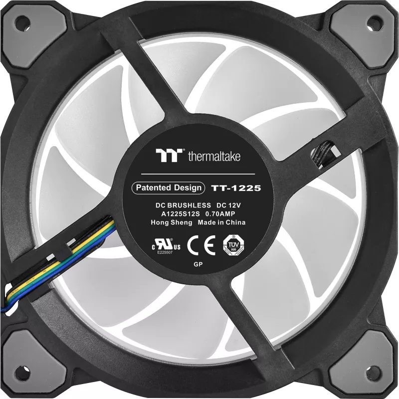 Thermaltake Riing Quad 12 RGB CL-F088-PL12SW-C ventilador de radiador de 120 mm, TT Premium Edition, pack individual, sin controlador, negro