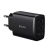 Baseus Cargador rápido compacto, 3x USB, 17 W (Negro)