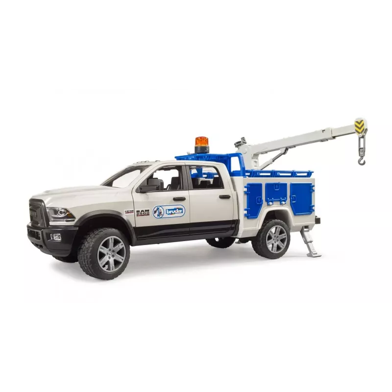 Coche Dodge RAM 2500 Service con luz giratoria y grúa BRUDER 02509