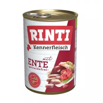 Comida húmeda para perros RINTI Kennerfleisch pato Adult 400 g — sin cereales, lata