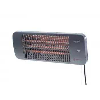 Calefactor eléctrico de cuarzo SUNRED LUG-2000W — 2000 W, elemento de vidrio de cuarzo, para exterior, montaje en pared, IP24, negro