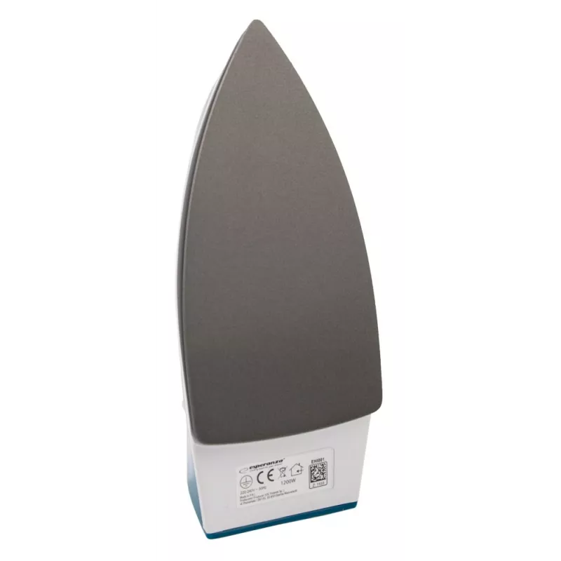 Plancha de viaje Esperanza TRAVEL IRON SMOOTHER — 1200 W, suela antiadherente, cable de 1.4 m, indicador de temperatura, diseño de viaje