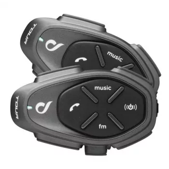 Intercomunicador para moto INTERPHONE TOUR HD, 2 uds., Bluetooth 4.0, alcance 1500 m, hasta 20 h de autonomía, negro