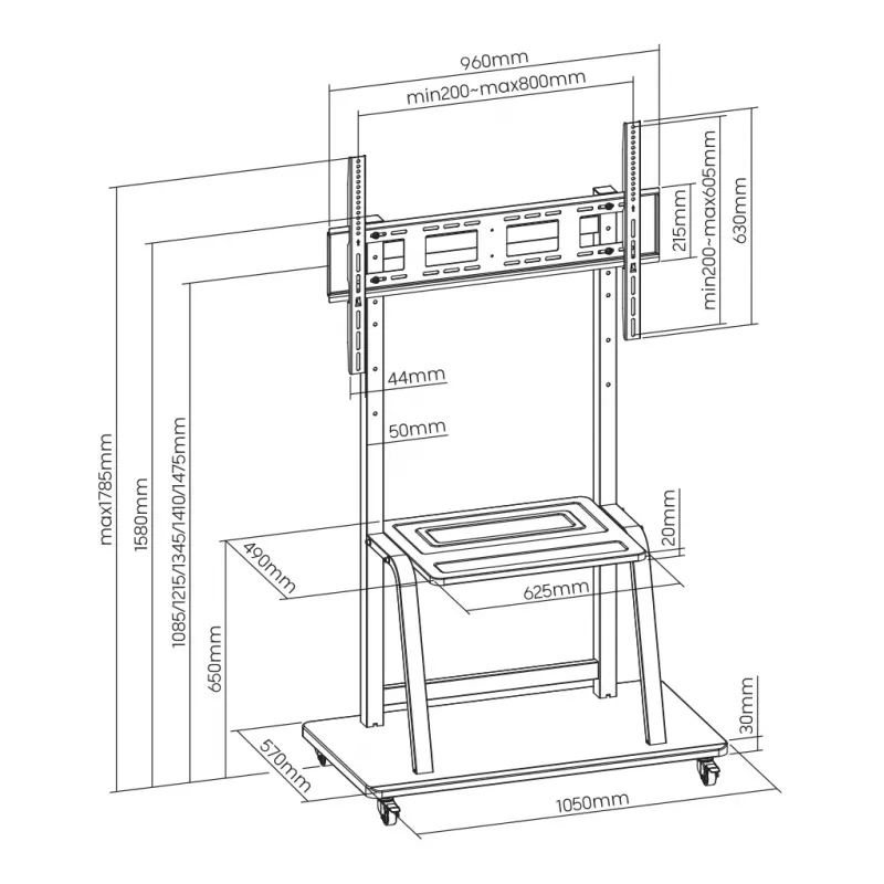 Sbox FS-1035 soporte de suelo fijo para TV, 37-100 pulgadas, hasta 150 kg, VESA 800x600