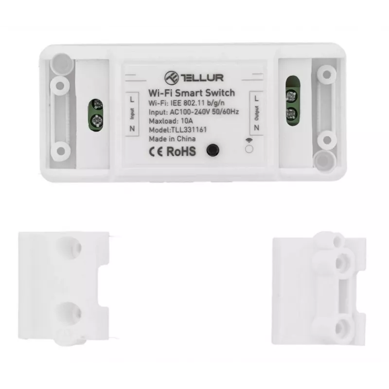 Interruptor WiFi en línea Tellur TLL331161 2200W — relé inteligente en línea para lámparas y dispositivos