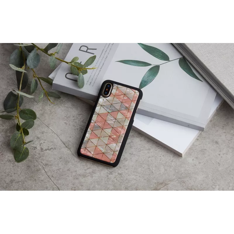 Funda protectora iKins para iPhone XS / iPhone X, estampado rombos, negra