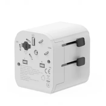 Adaptador de viaje universal GEMBIRD TPA-EU2A12-01-W 12W fuente de alimentación USB para tomas internacionales