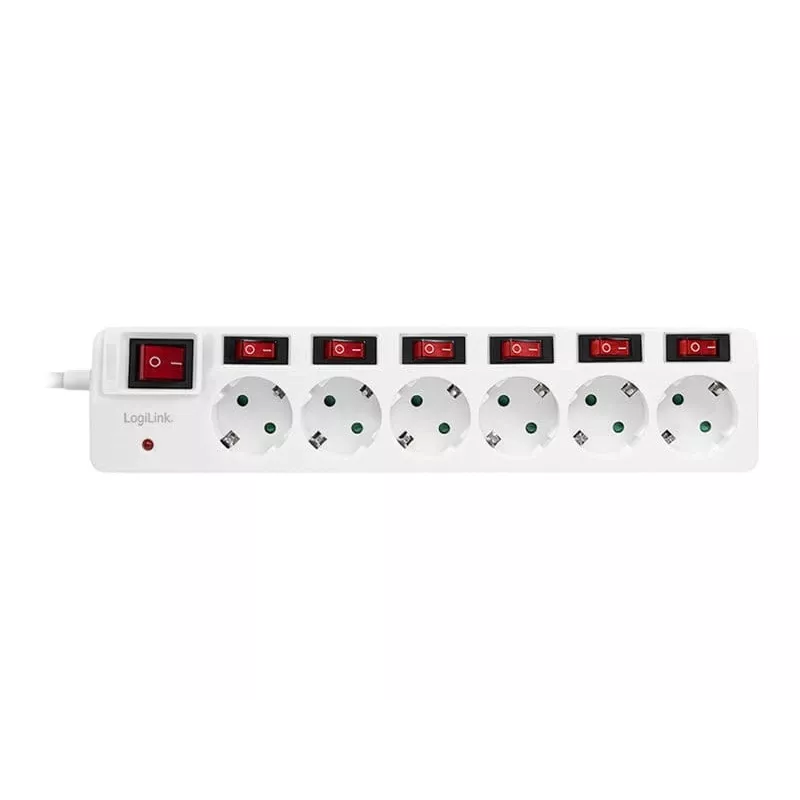 Regleta de alimentación LogiLink LPS250 1,5 m 6 tomas AC interior blanco