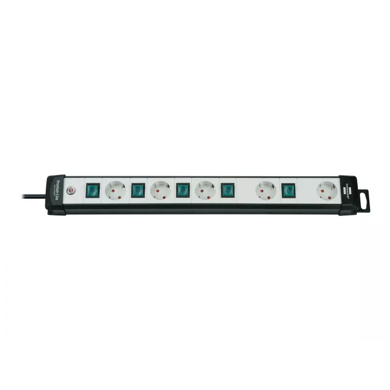 Brennenstuhl Premium-Line Technik 5 tomas, regleta de 5 tomas 3 m negro/gris claro, 3m H05VV-F 3G1,5, conmutables individualmente, disposición especial de tomas