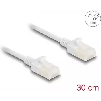 Cable de red DeLOCK RJ45 Cat.6A conector macho a macho 0,3 m blanco