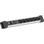 Regleta de enchufes Bachmann CONNECTUS con 6x tomas CEE7/3, 1x protección contra sobretensiones SPD, 1x interruptor, cable de 2,0 m, conector CEE7/7, gris