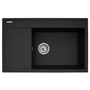 Set - fregadero PYRAMIS CAMEA (79x50) 1B 1D R + grifo IDEA Black Edition - 070168502BE - Volcano