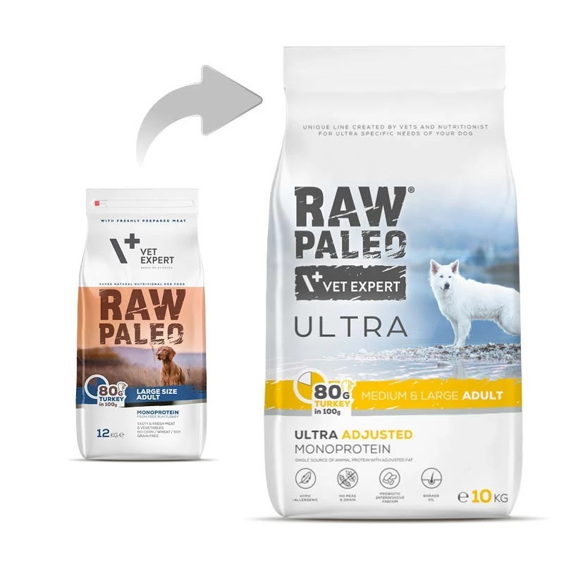 RAW PALEO Ultra Medium&Large Adult Turkey - comida seca para perros - 10 kg